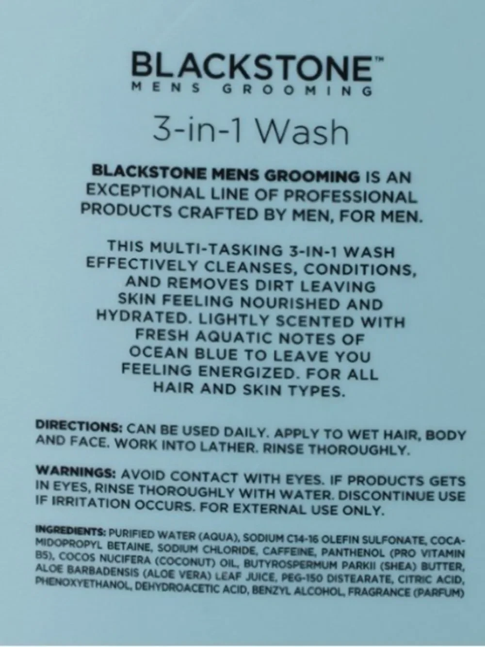 Blackstone Men’s Grooming Ocean Blue 3-in-1 Hair Face Body Wash 32 oz